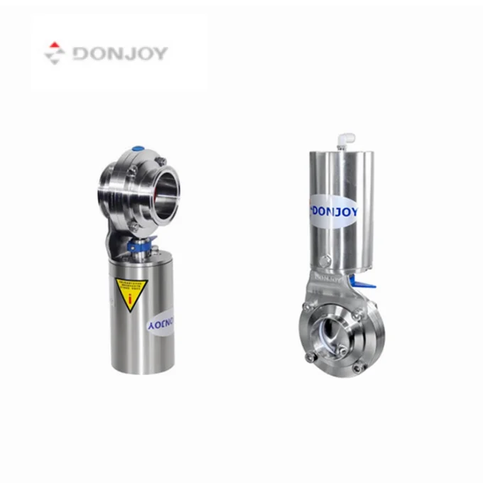 DONJOY quality stainless steel sanitary pneumatic clamp thread butterfly valve for fluid