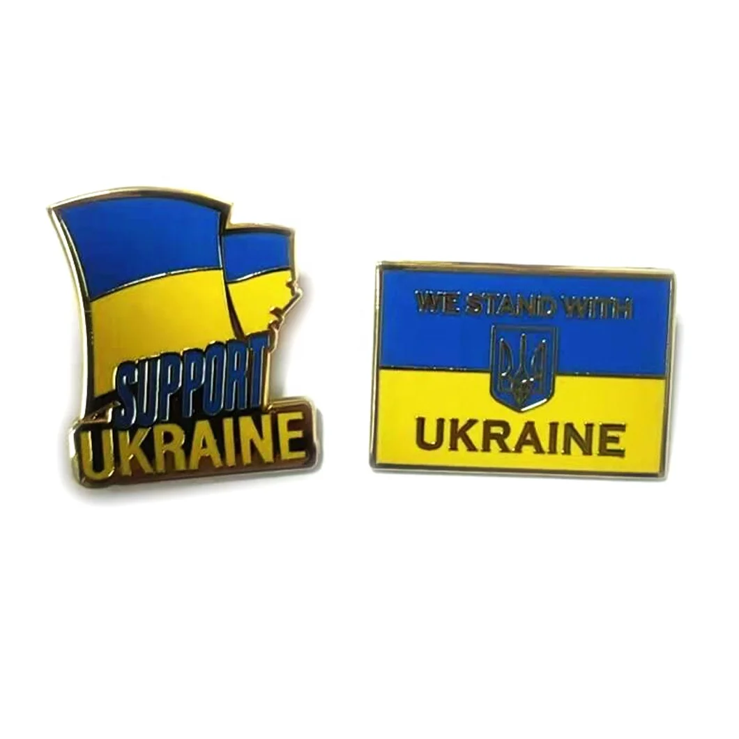 No Minimum brooch pins manufacturers custom country flags soft enamel lapel pin wholesale metal ukraine flag pin