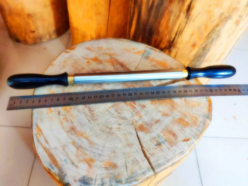 Leather Craft Shoemaker Cobbler Shoe Sole Press Flat Flatten Roll Out Rolling Rod Tool with Wood Handle