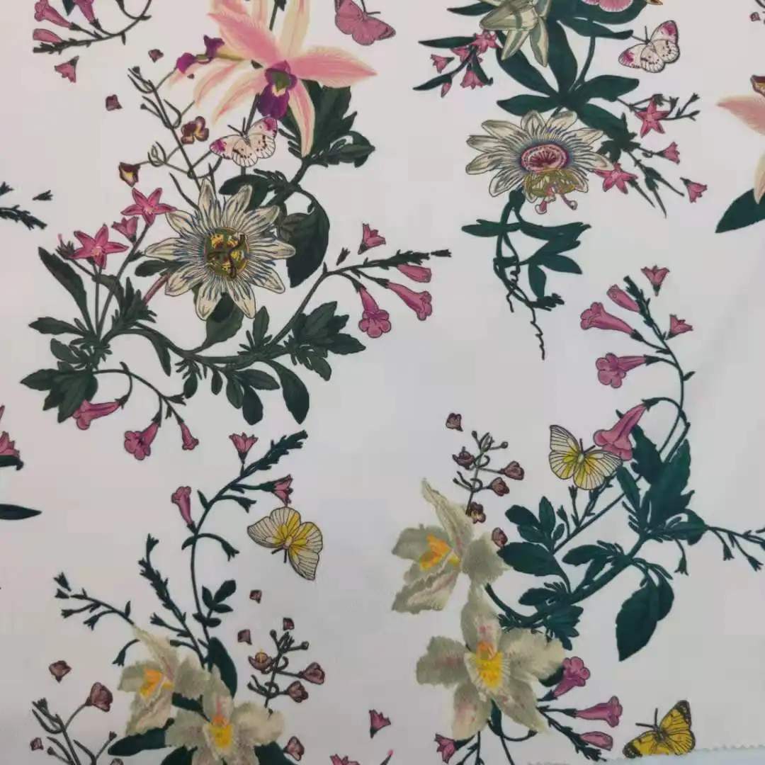 Hot selling   China custom digital print fabric with bonded on backside  for fashion ladies