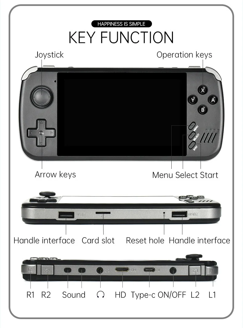 X39 Pro 4.3 inch Handheld Game Player X45 Open Source 5000+ Game Console IPS Display Screen Retro Classic Game Console