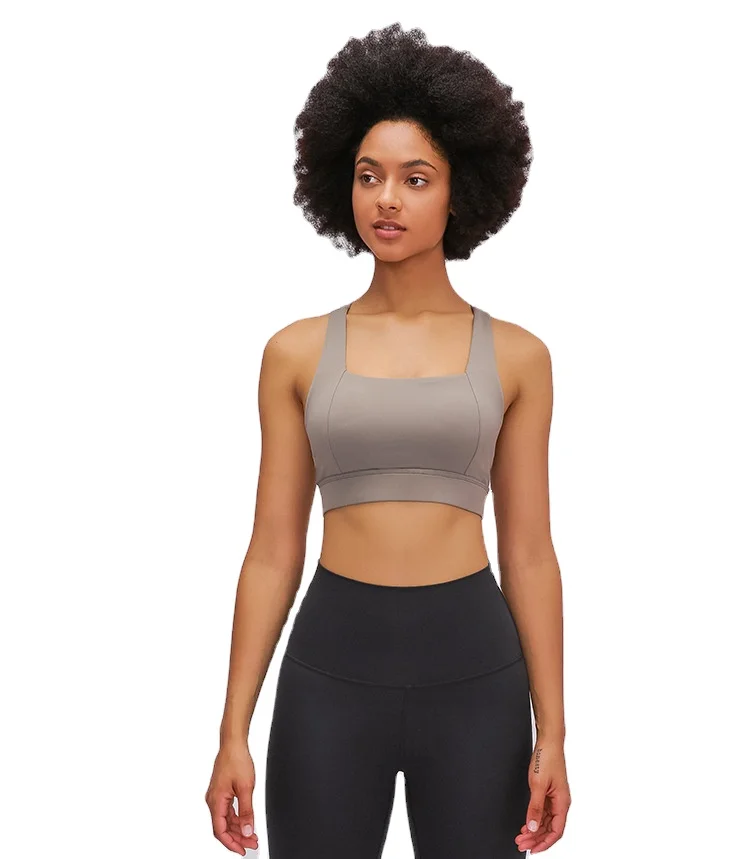 Custom Design Hollowed-out Beauty Back Shock-proof  Push Up Pads Support Sports Bra for Women Plain Straps Yoga Bras