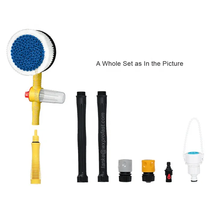 Profast Automatically Rotating Car Wash Brush Tap Water Hose Car Cleaning Kit with Extension Pole Soft Chenille Brush