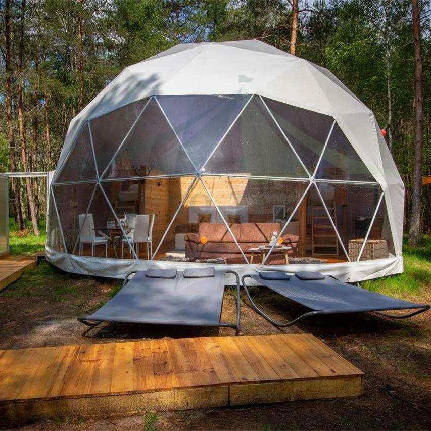 Hot Sale hotel tent luxury glamping house glamping family 6m diameter dome tent for camping