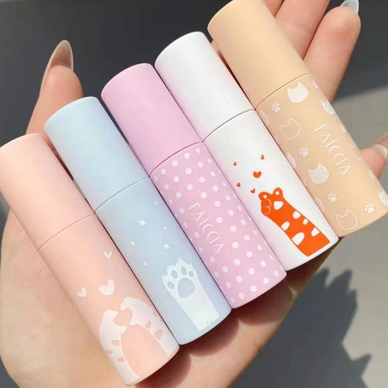 FACCIA 5 Colors Cartoon Cat Cute Colorful Lipgloss Tubes Lip Tint Cheek Cosmetics Labial OEM  Vegan Nude Liquid Matte Lipstick