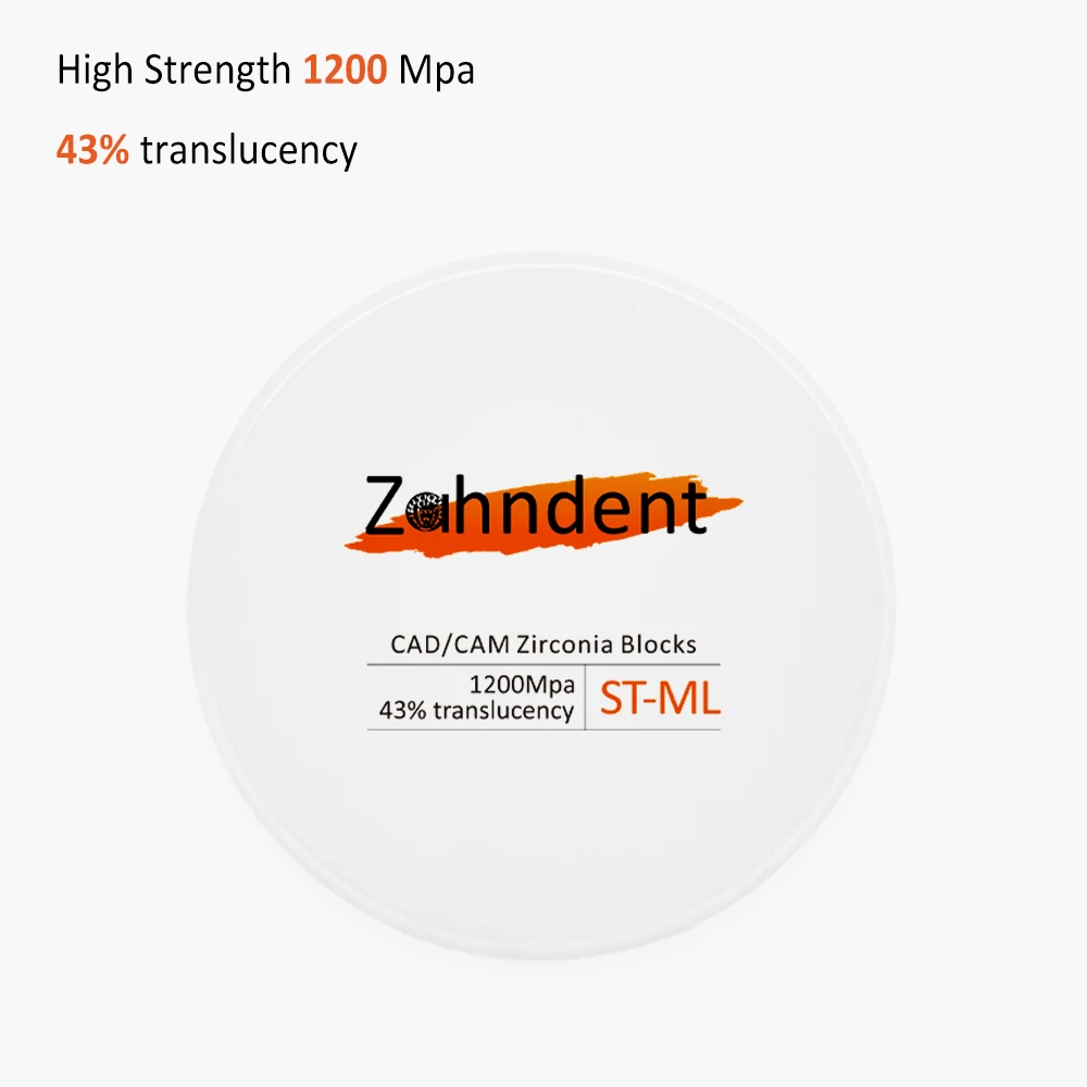 Zahndent Factory Price 1530c Sintering Temperature ST Multilayer Zirconia Block for Dental Lab