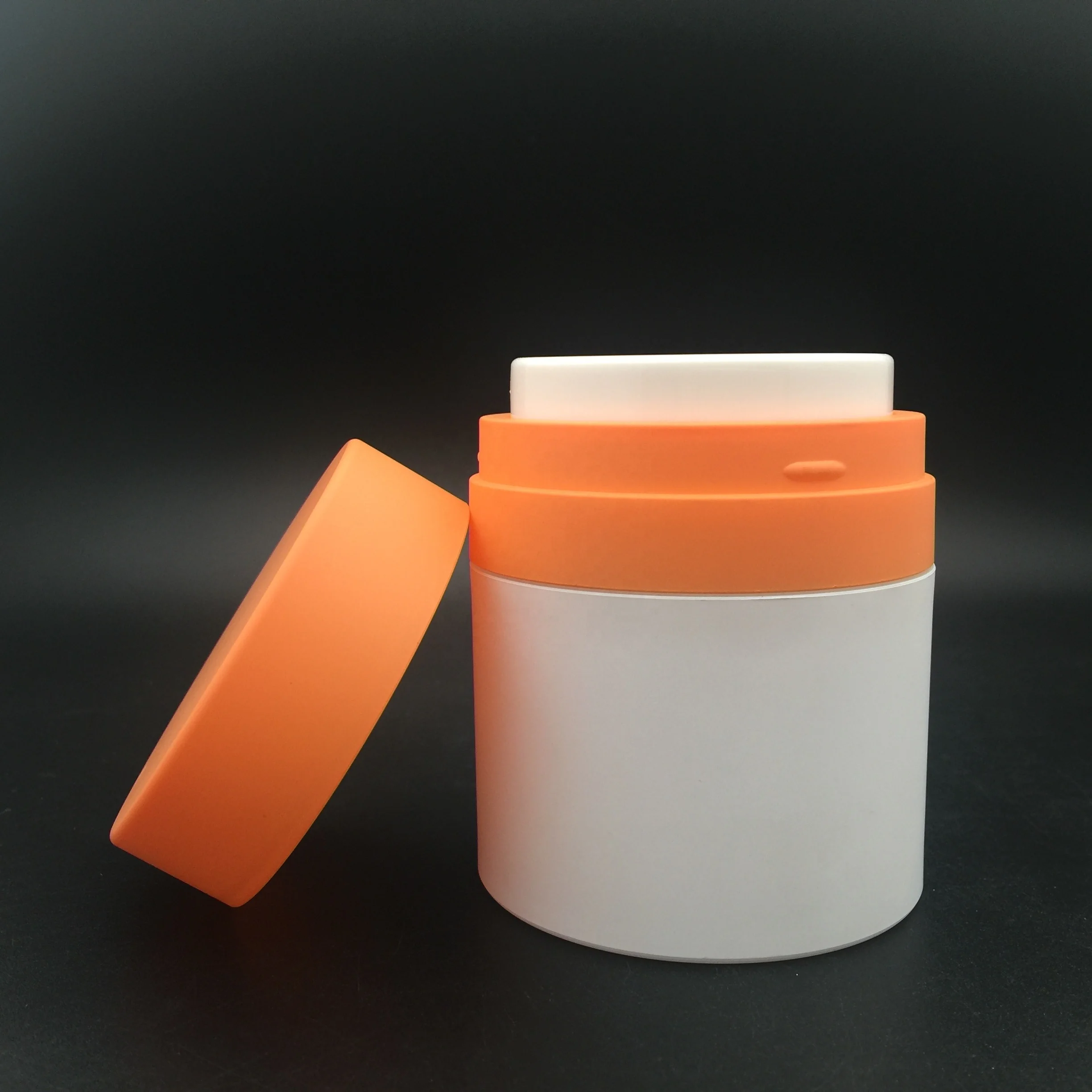 50g orange and white special fancy design custom color airless cream pump jar for baby skincare