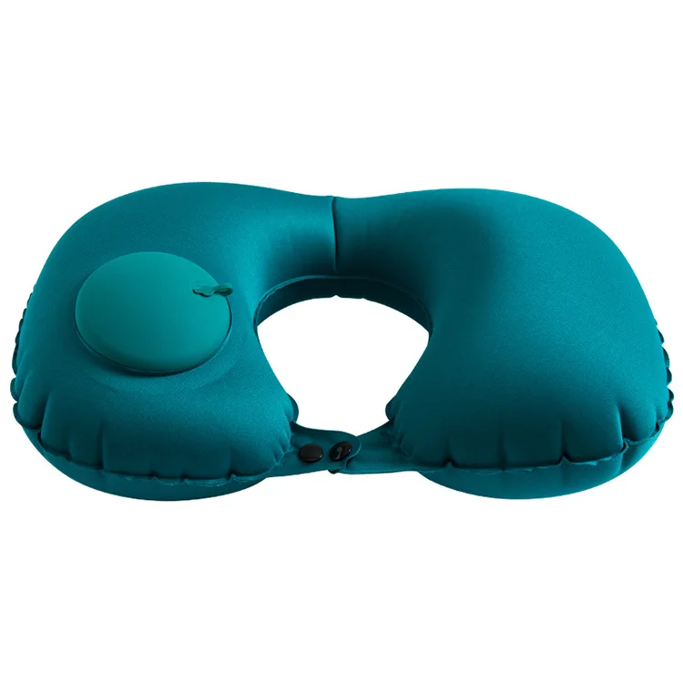 New Fashion Air Filled Minky U shape Pillow with Press Pump Inflatable Velvet Pillow Travel Neck Pillow