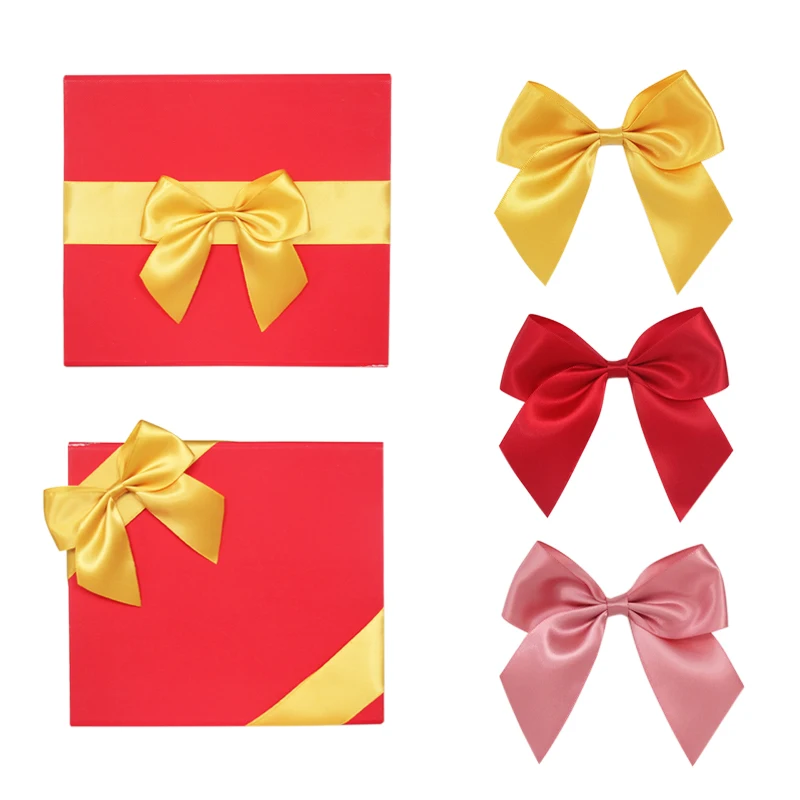 Hot selling high quality gift wrap decorative satin bows custom l196 colors satin ribbon bows for chocolate box