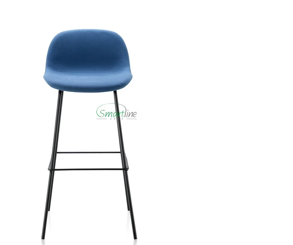 Fashion style blue fabric high bar stool for coffee shop