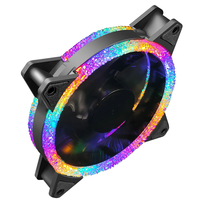 COOLMOON DX-12 120mm double ring PC gaming  Computer Case Cooling Fans Diamond light effect rainbow color LED chassis fan