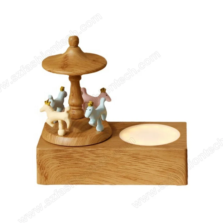 Trending Products New Arrival Christmas Gifts Automatic Rotation Portable Carousel Wireless Speaker night lights