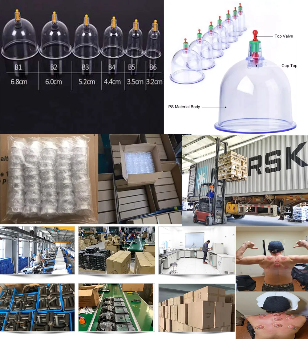 AH Good Quality Hijama Suction Cupping Cups Wholesale B1 to B6 Size PS Material Ventosas Cupping Message Cup For Hijama