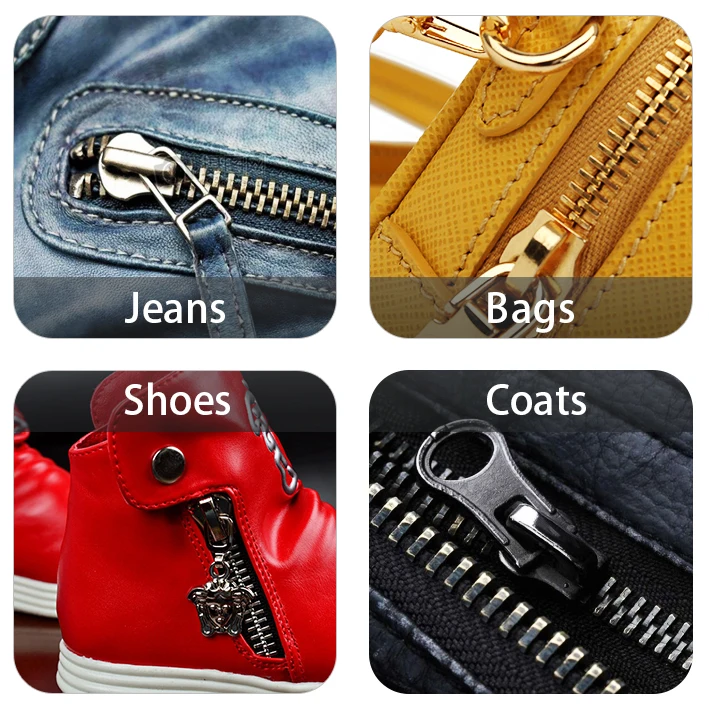 Factory Custom Gold Teeth Metal Zippers  auto lock Close End sliver Zipper Puller in Multiple Colors #3 #5  #8  Garments