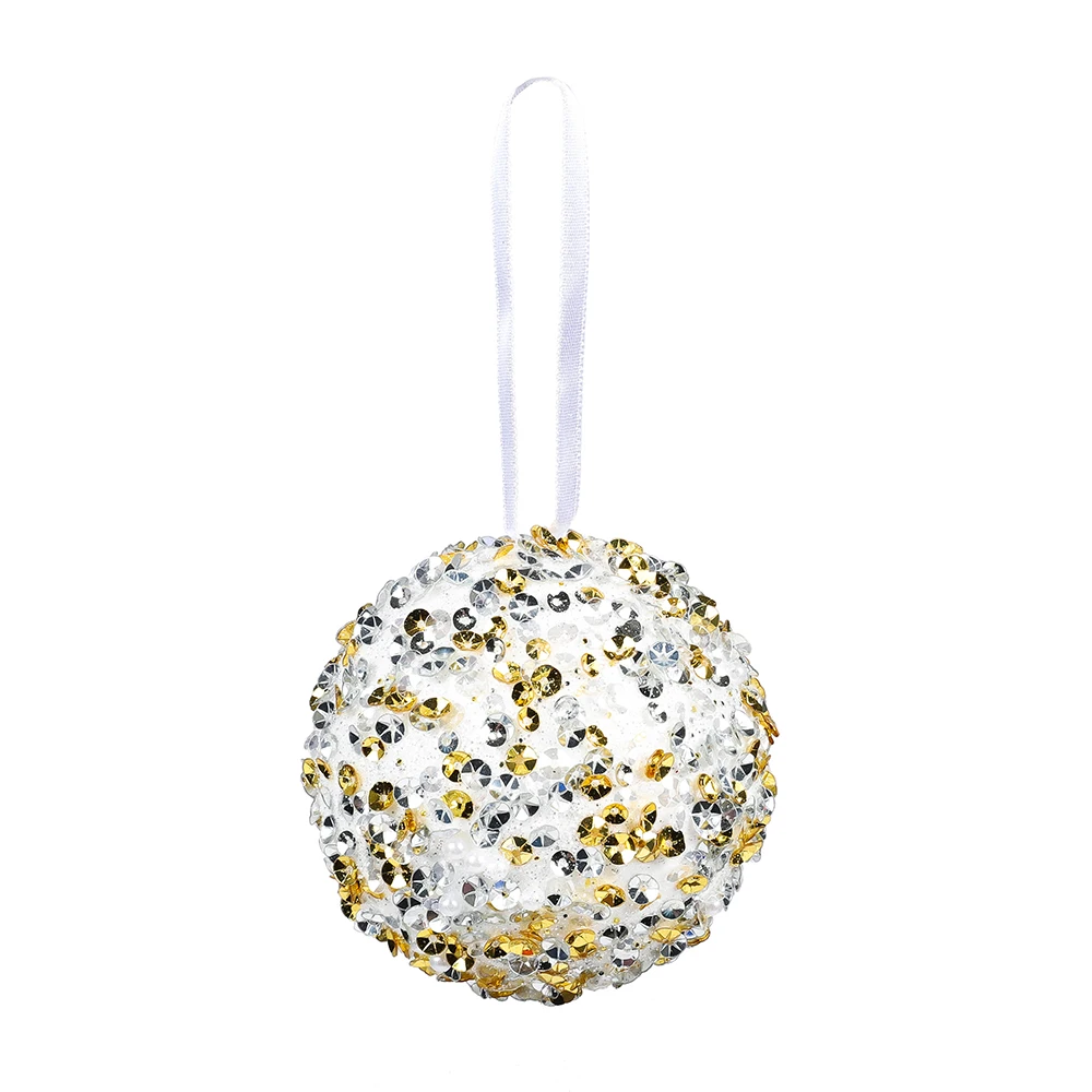 80mm Silvery White Gold Sequin Christmas Ball Ornaments Festival Celebration Decor Factory Wholesale