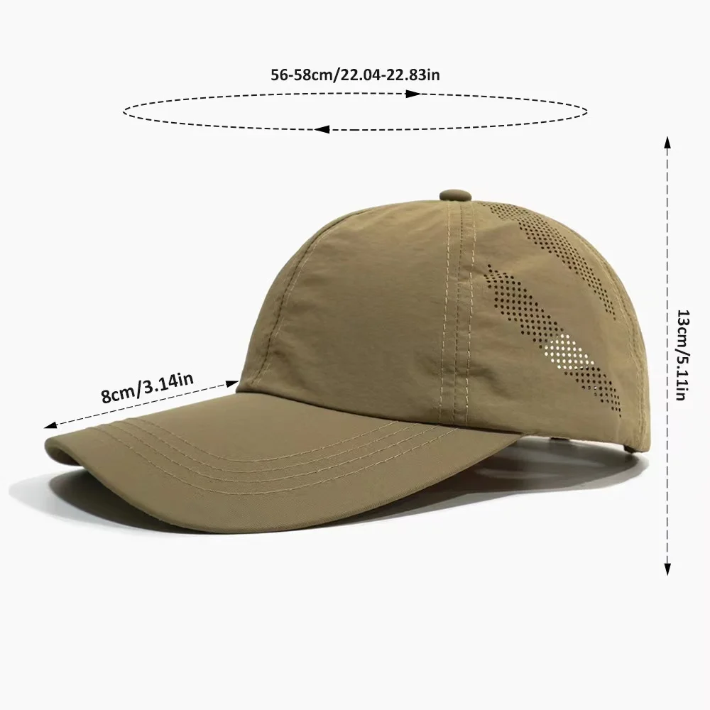 Summer Light Weight Waterproof Baseball Caps Laser Cut Hole Breathable Unisex Sports Caps