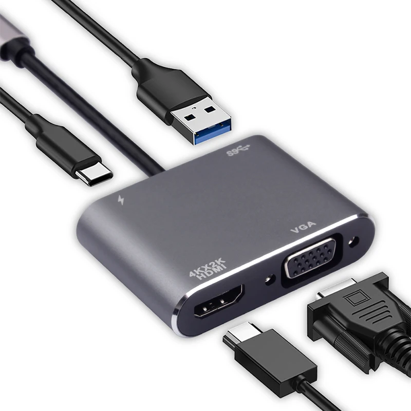 Hot sell Type C to VGA  Adapter Male to Female 4K VGA USB3.0 Converter Compatible for Apple MacBook