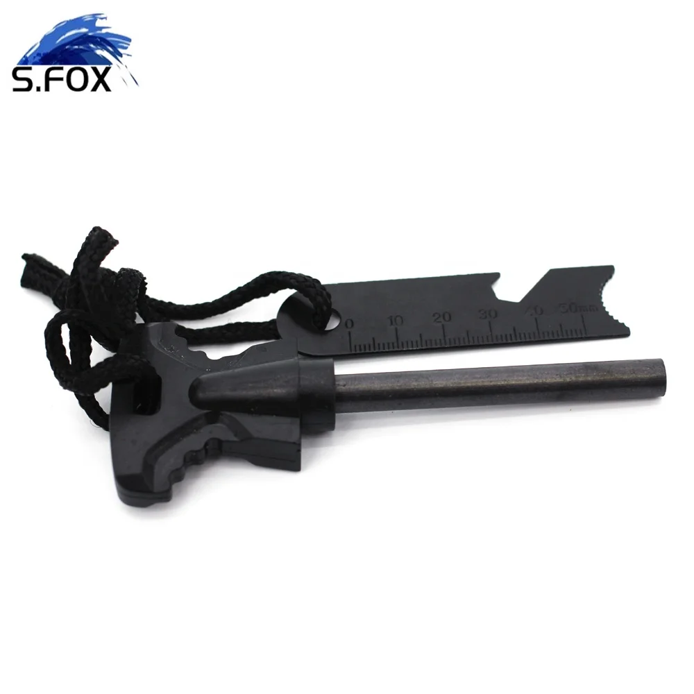Emergency camping survival tools fire starter flint butterfly-shaped handle ferro rod striker fire resistant steel