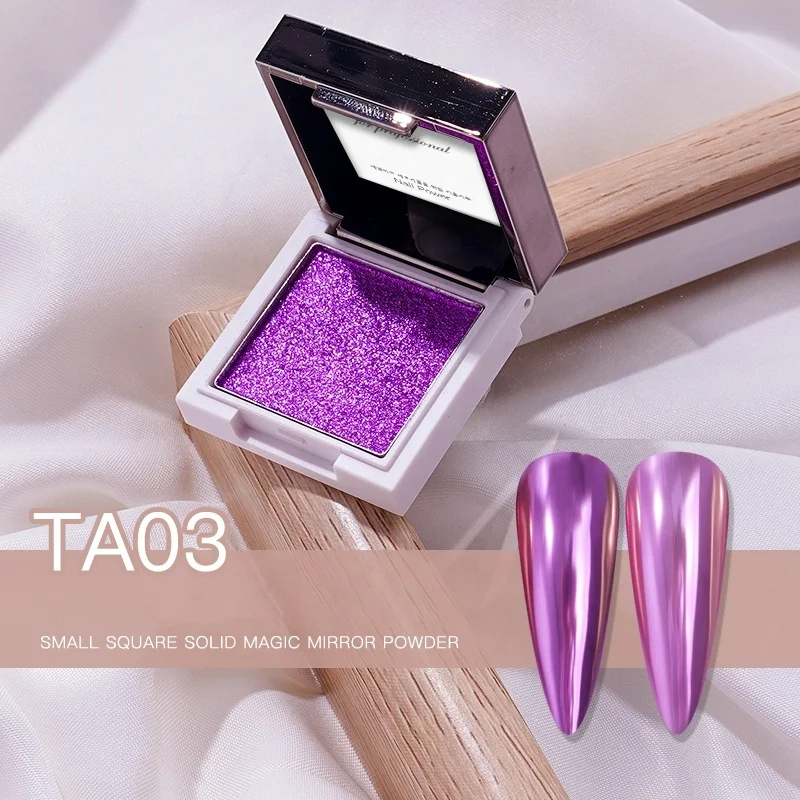 FEISHI Fashion Trend Customize Square Mica Nail Glitter Powder Nail Gel Solid Magic Mirror Chrome Powder For Nail Salon