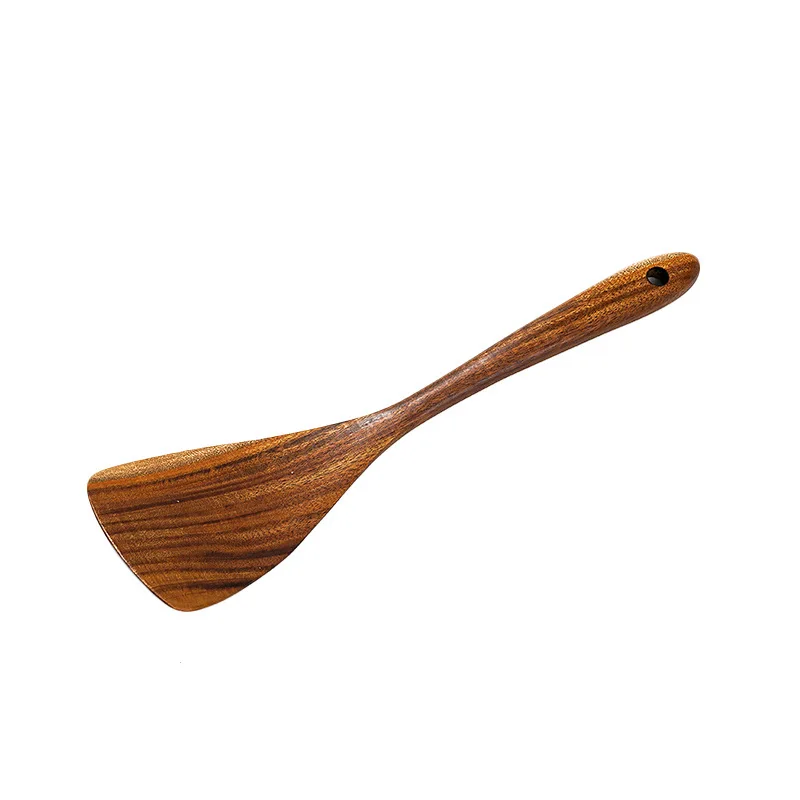 Teak Wood Kitchen Spoon Spatula with Long Handle  Massive Wood Utensils for Cooking
