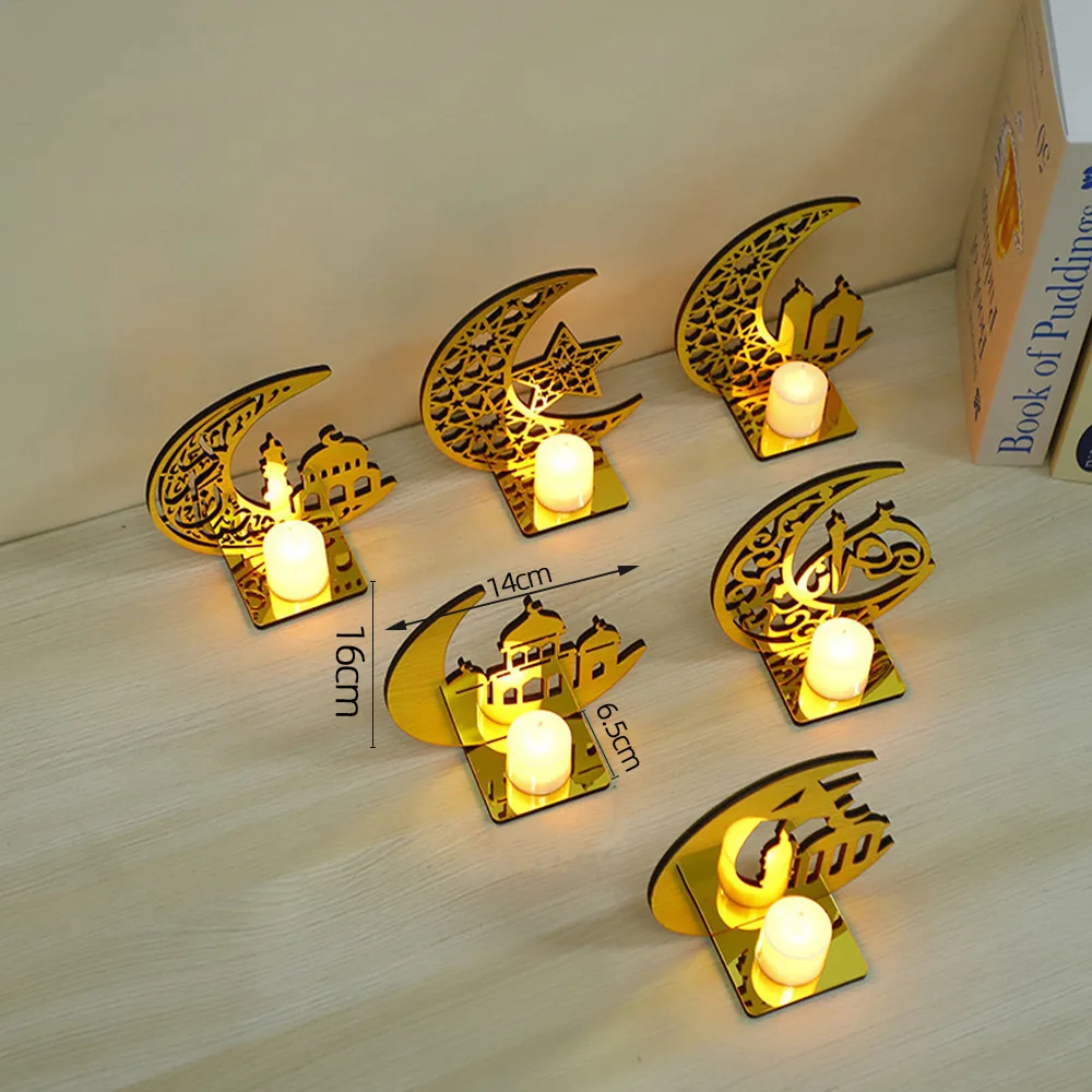 Acrylic Islamic Table Decoration Lamp Eid Al Adha Ramadan LED Candles Light Handmade Crafts For Muslim Festival