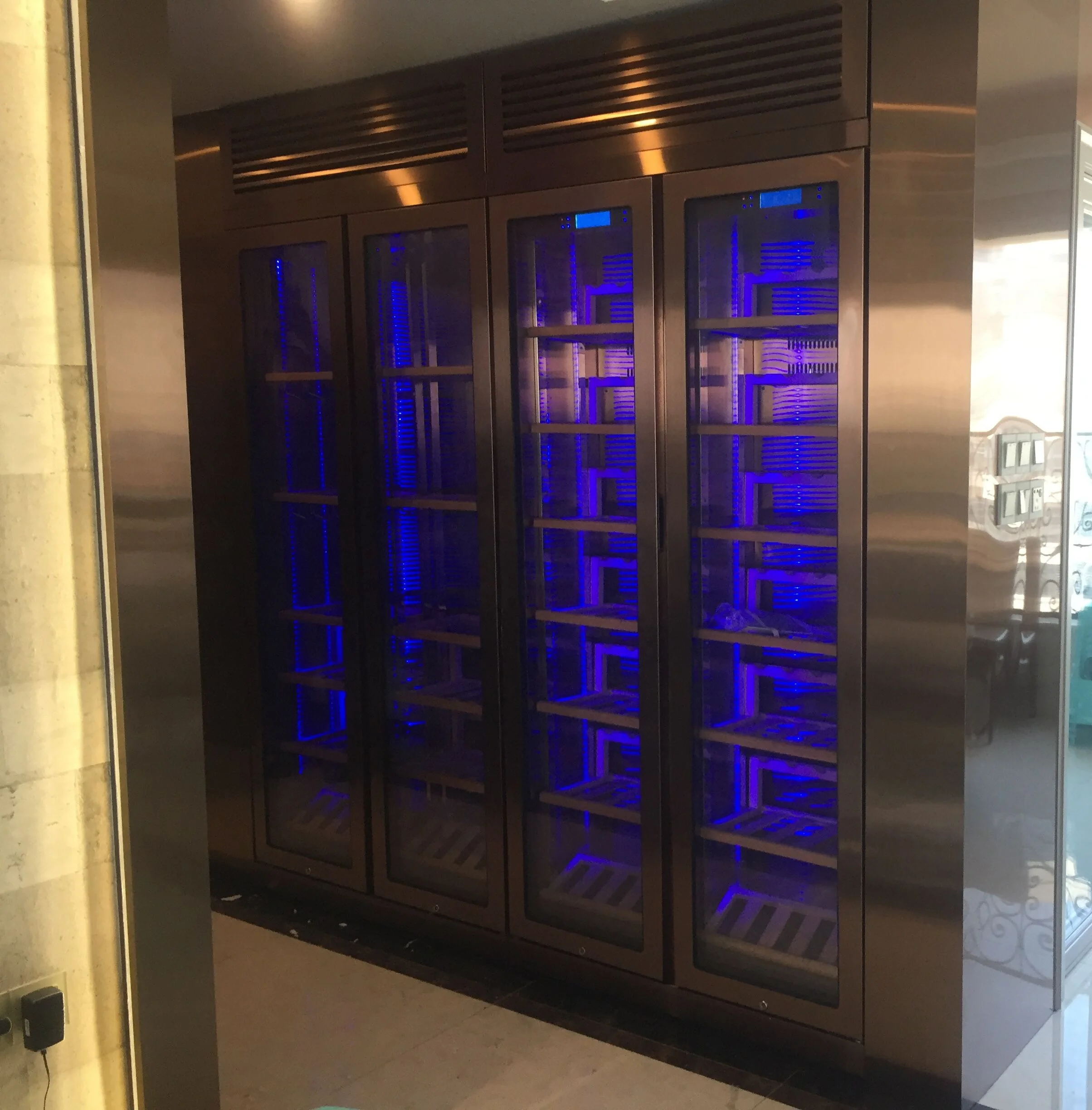 >300 Bottle Compressor Rose Gold Stainless Steel Wine Suitcase Wine Cooler Refrigerator