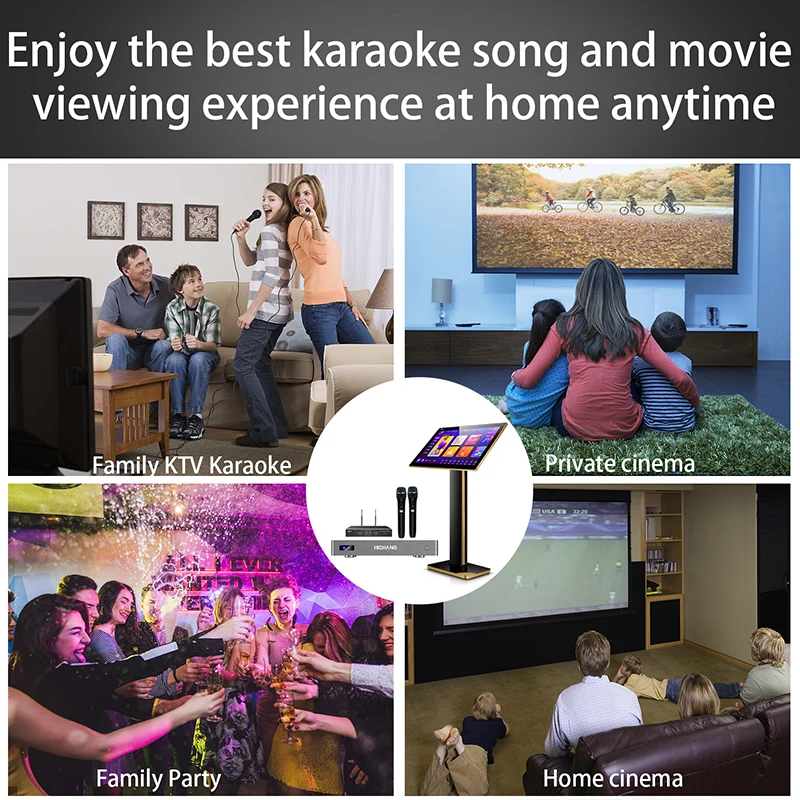 Touch Screen Android Karaoke Vending Mchaine Ktv Jukebox Karaoke Machine 21.5 Inch Black Gold Movie Microphone Rohs Color Rose