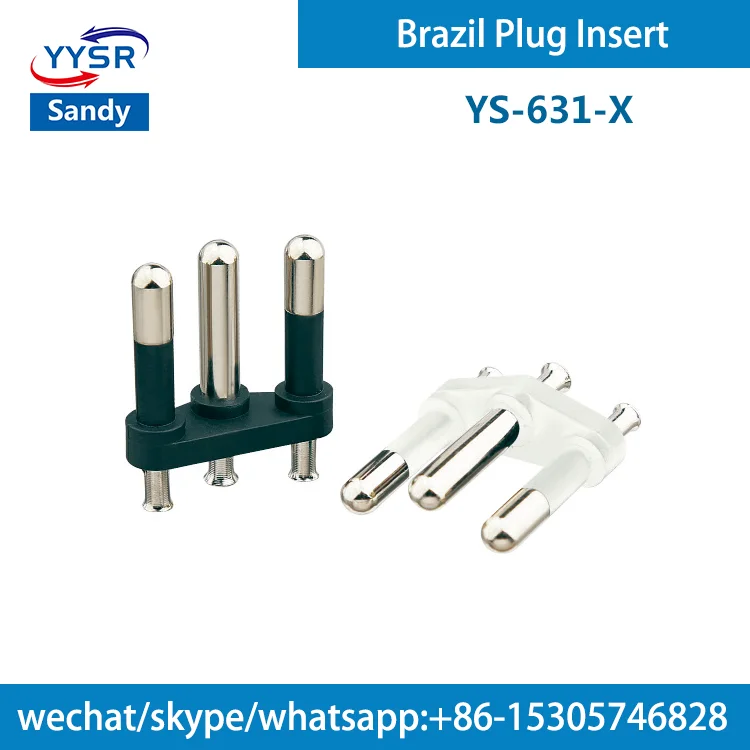 brazil plug insert(YS-633 NBR 4.0MM 10A 3-pin,3-pole,3-prong) for power adapter