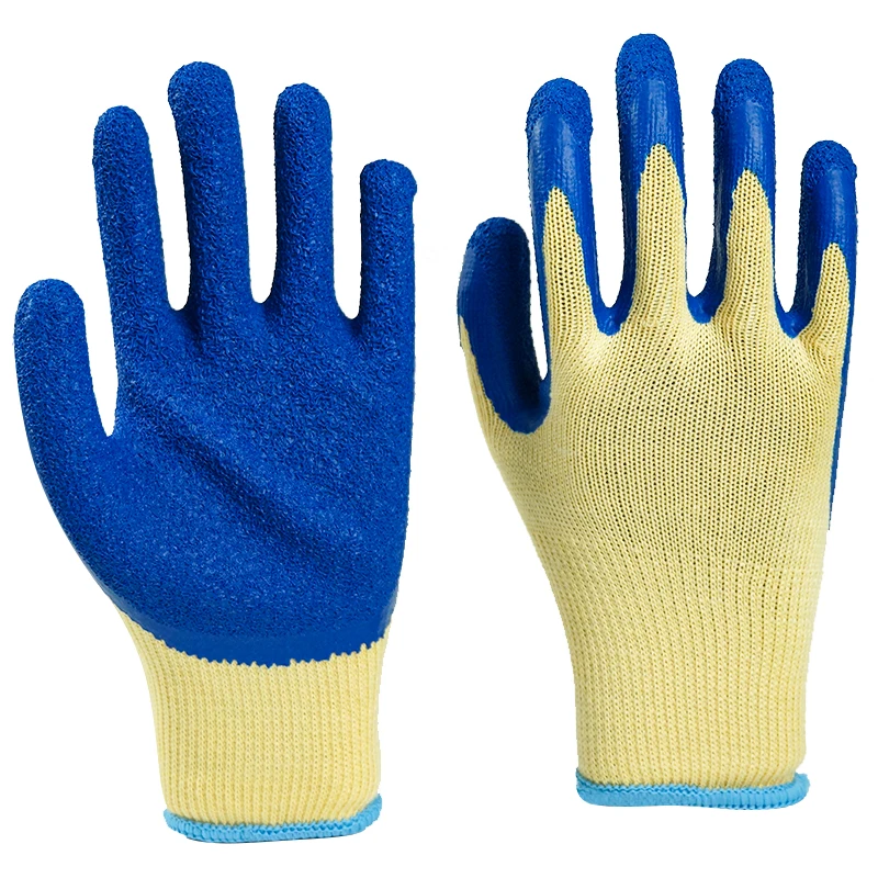 10 gauge blue crepe gloves Thickened non-slip dipping and oil-resistant gloves