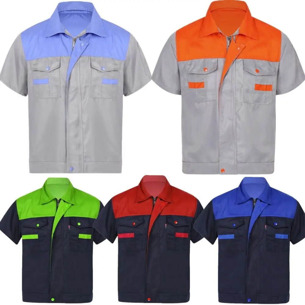 Wholesale Men Work Shirt Auto Mechanic Technician Uniform Short Sleeve Industrial Uniform T-shirt