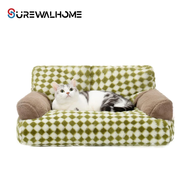 SUREWALHOME кровать для домашних животных моющиеся кровати для кошек для средних маленьких собак и кошек прочные кровати для щенков с нескользящим дном пушистый диван для кошек