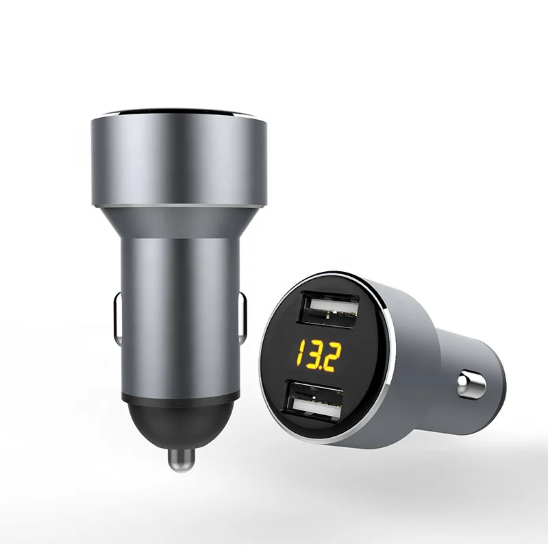 
Shenzhen Manufacturer 2 Ports 5V 2.4A Dual USB Car Charger Adapter With Led Voltmeter Display 