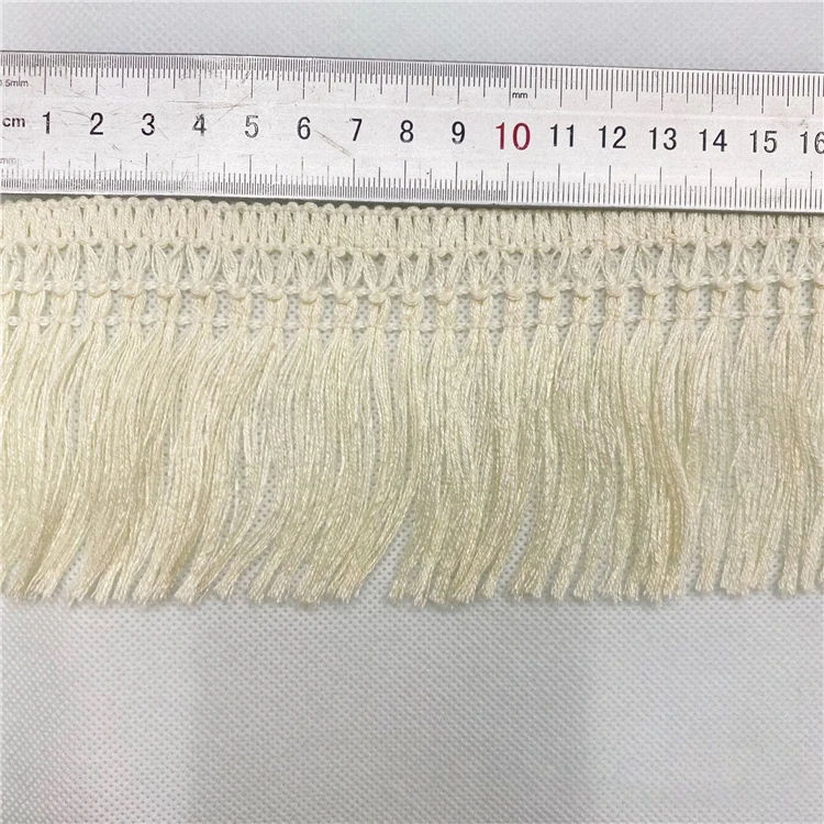 Wholesale 50 Yards 8 cm Polyester White Tassel Fringe Lace Trimming  for Sewing Blanket Curtain