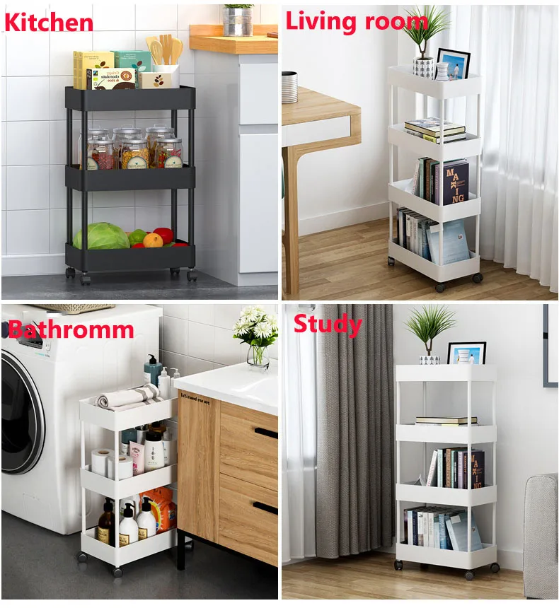 Quality Protection 3 Tier Slim Kitchen Serving Trolley Cart Metal Removable Storage Utility Trolley With Wheels