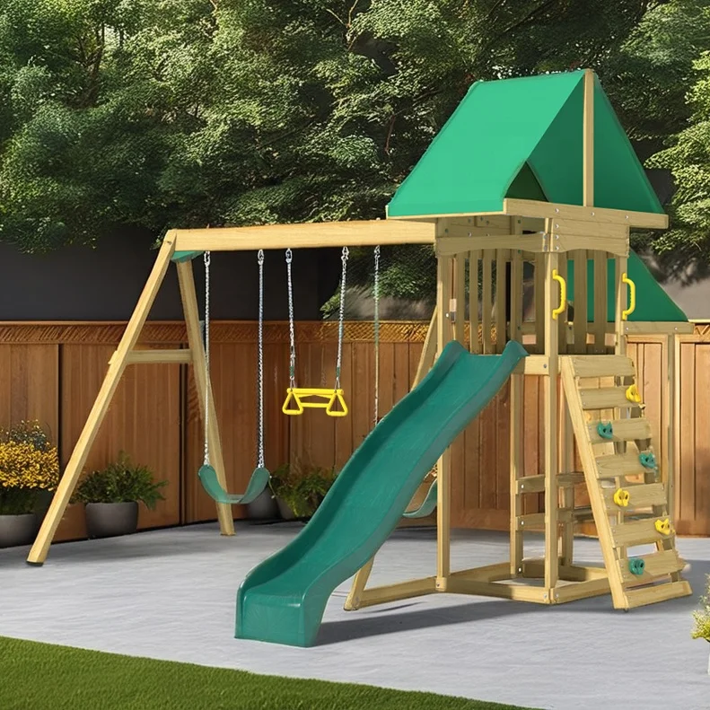 Cheap Children Garden Playground Wooden Swing Set Jungle Gym Kids Outdoor Kids Rope Climbing Ladder Swing Sets For Sale In Wood
