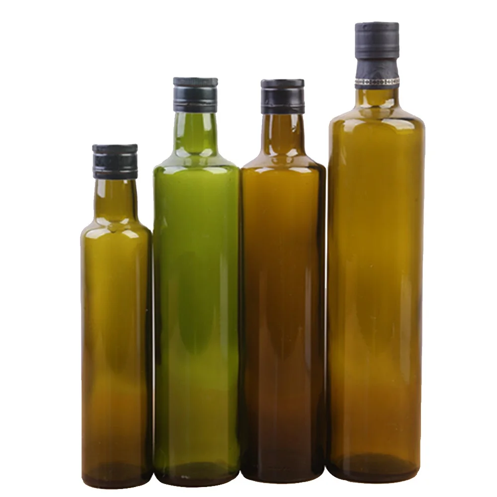 250ml 500ml 750ml 1000ml 1 liter Empty Marasca Edible Oil Bottle Green Glass Olive Oil Bottles with lid