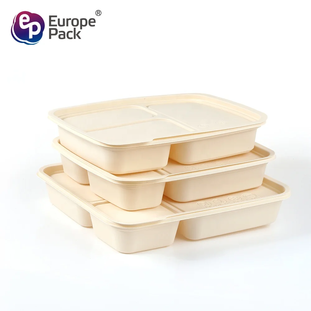 Disposable Eco Friendly Biodegradable Lunch box Take Out To Go Cornstarch Food Container With Lids for Food