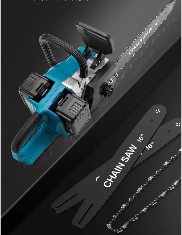 16-Inch Chainsaw with Brushless Motor and Two Batteries Tool Set for Big Trees