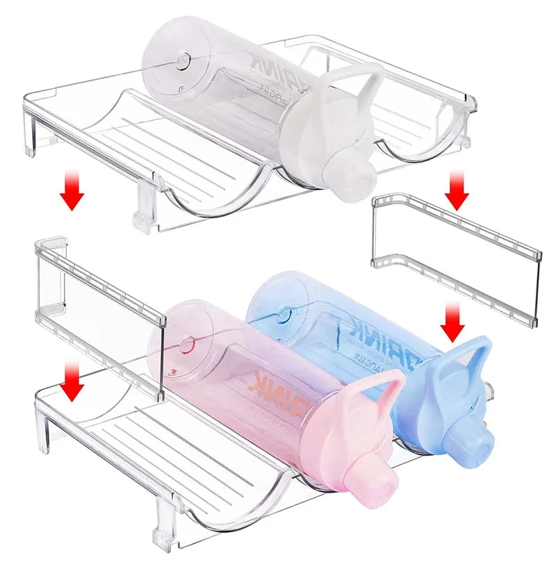 Premium 4 Pack Stackable Water Bottle Organizer Clear Plastic Cup Storage Rack Holder for  Cup Travel Mug Wine Rack Display