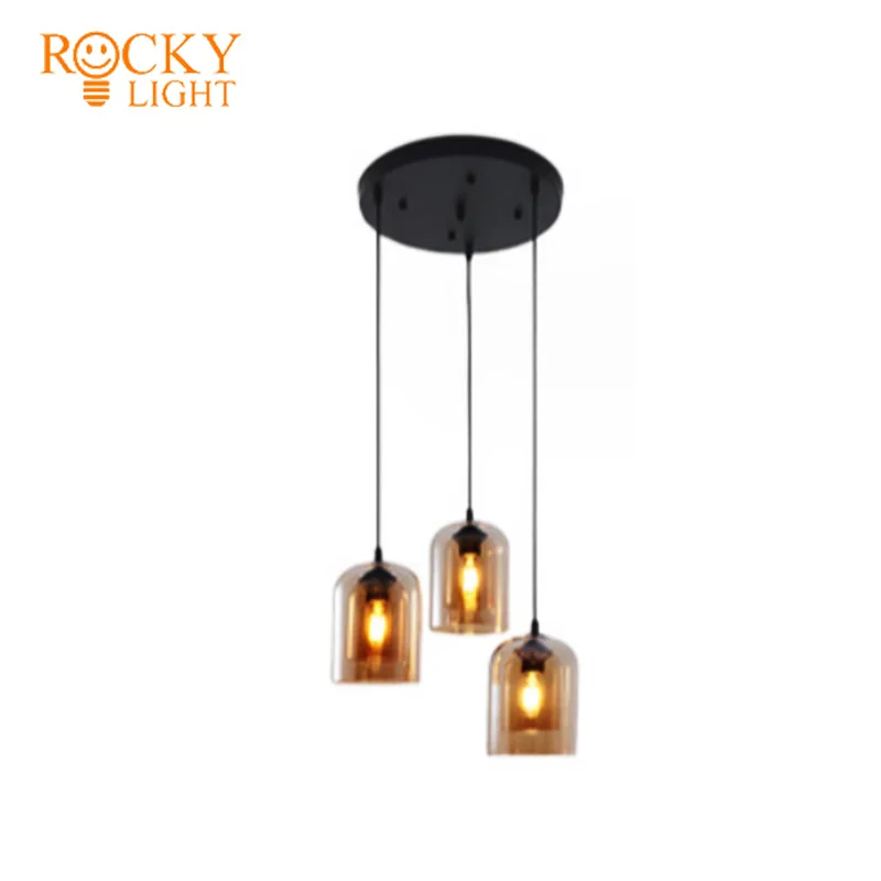 Glass chandelier / Ou ins personality retro industrial wind loft bar Cafe Creative chandelier Iron chandelier