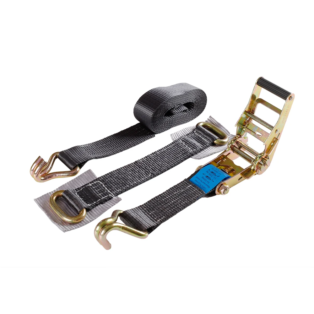 5000kg breaking strength car wheel tire tie down ratchet strap tie down with double J hooks