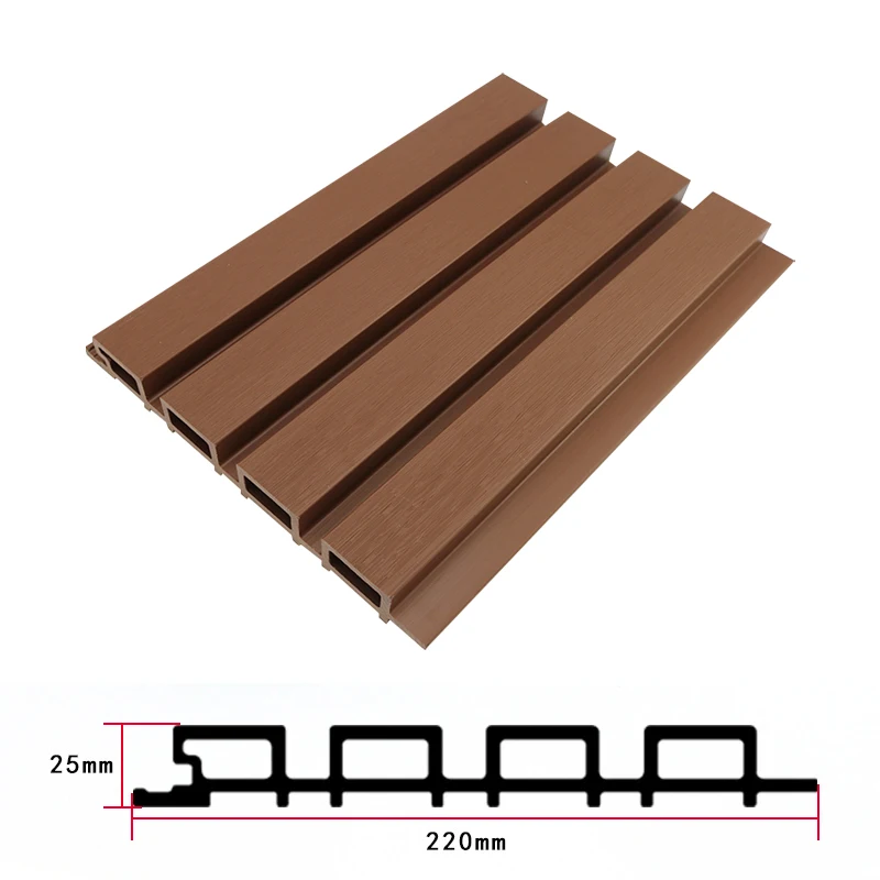 New Material 26MM B1 Flame Retardant Yard Corridor Fence WPC Dark Wallnut Outside Slat Wall Panel For Ceiling & Wall Decoration