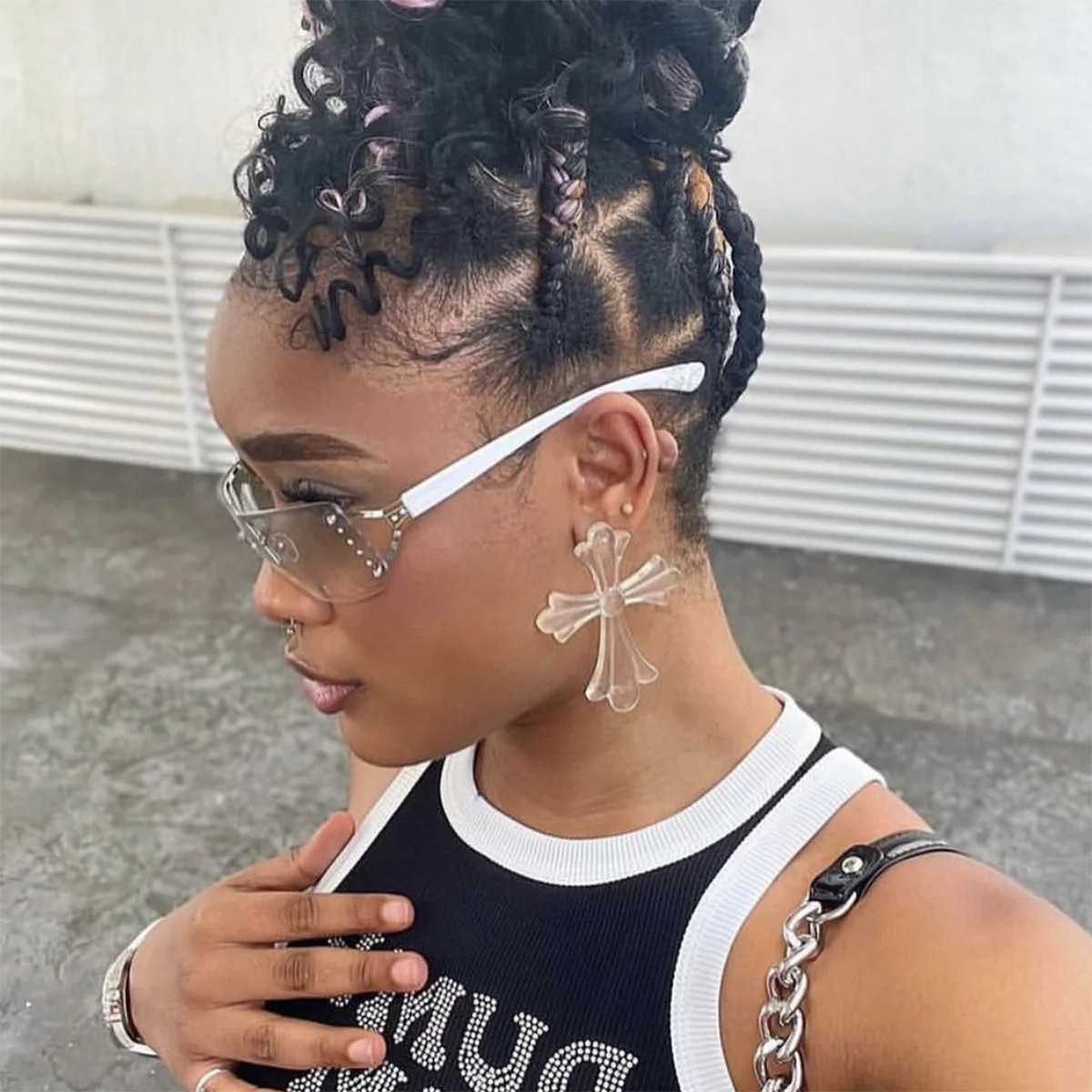 LEK steampunk uv400 vintage brand design hip hop Rimless Diamond Luxury Punk Shades Ins Fashion Sexy Y2K Sunglasses for Women