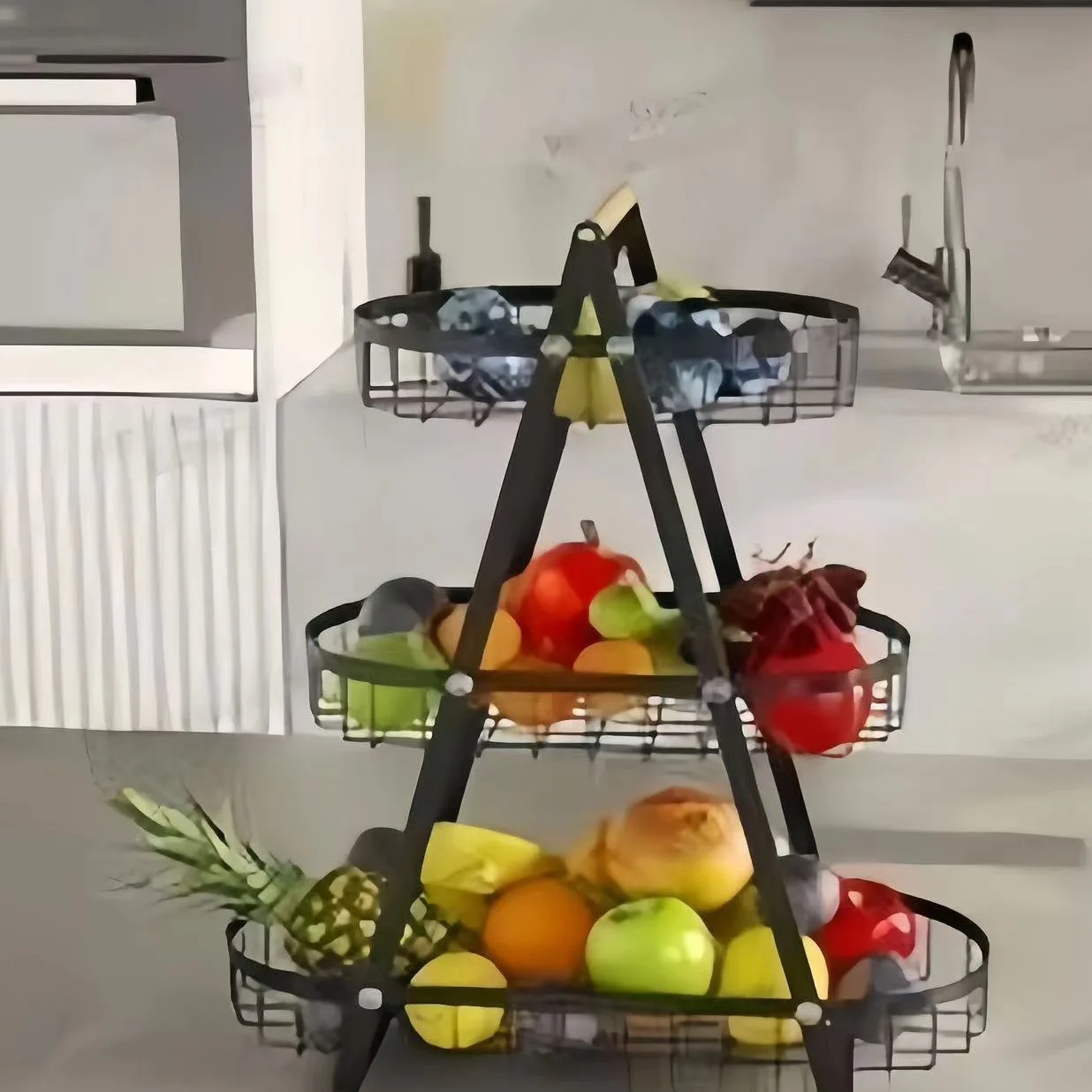 3 Tier Fruit Basket Detachable Metal Wire Fruit Bowl Basket for Kitchen Organizer Storage Fruits Vegetable Bread Snacks