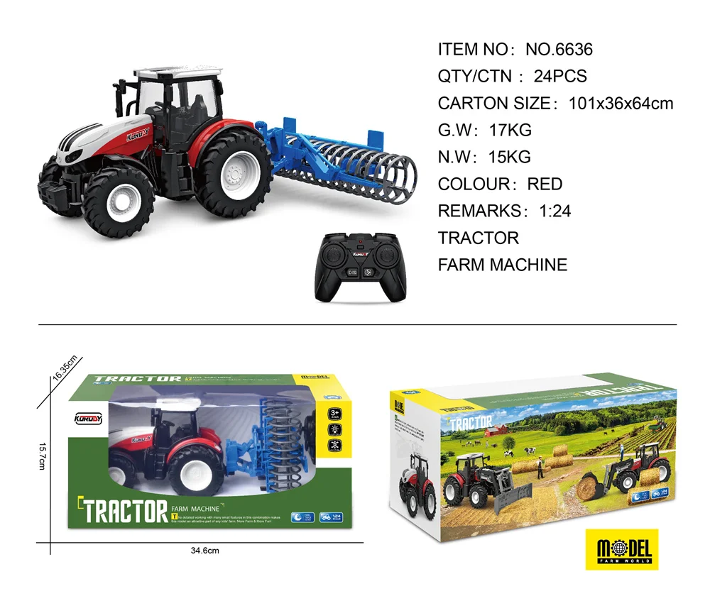 Factory Price Rc Harvester Model Car Plastic Farmer Remote Control Tractor Farm Toys For Boys