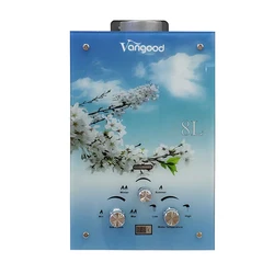 Colorful Glass 12kw Tankless Gas Geyser Instant Shower Manual Instantaneous Hot Water Heater