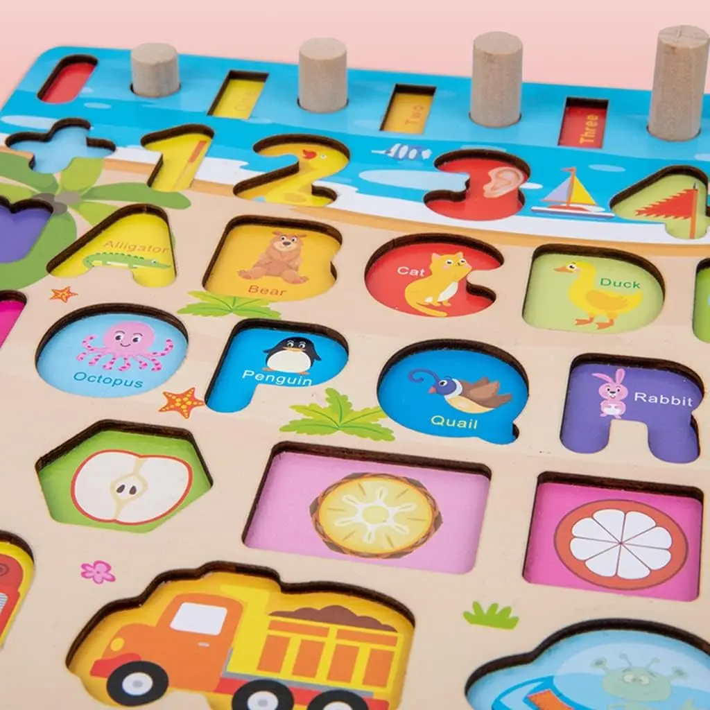 Wooden Magnetic Fishing Game Toddlers Fine Motor Skill Toy Preschool Classroom Learning ABC and Math Educational Toys