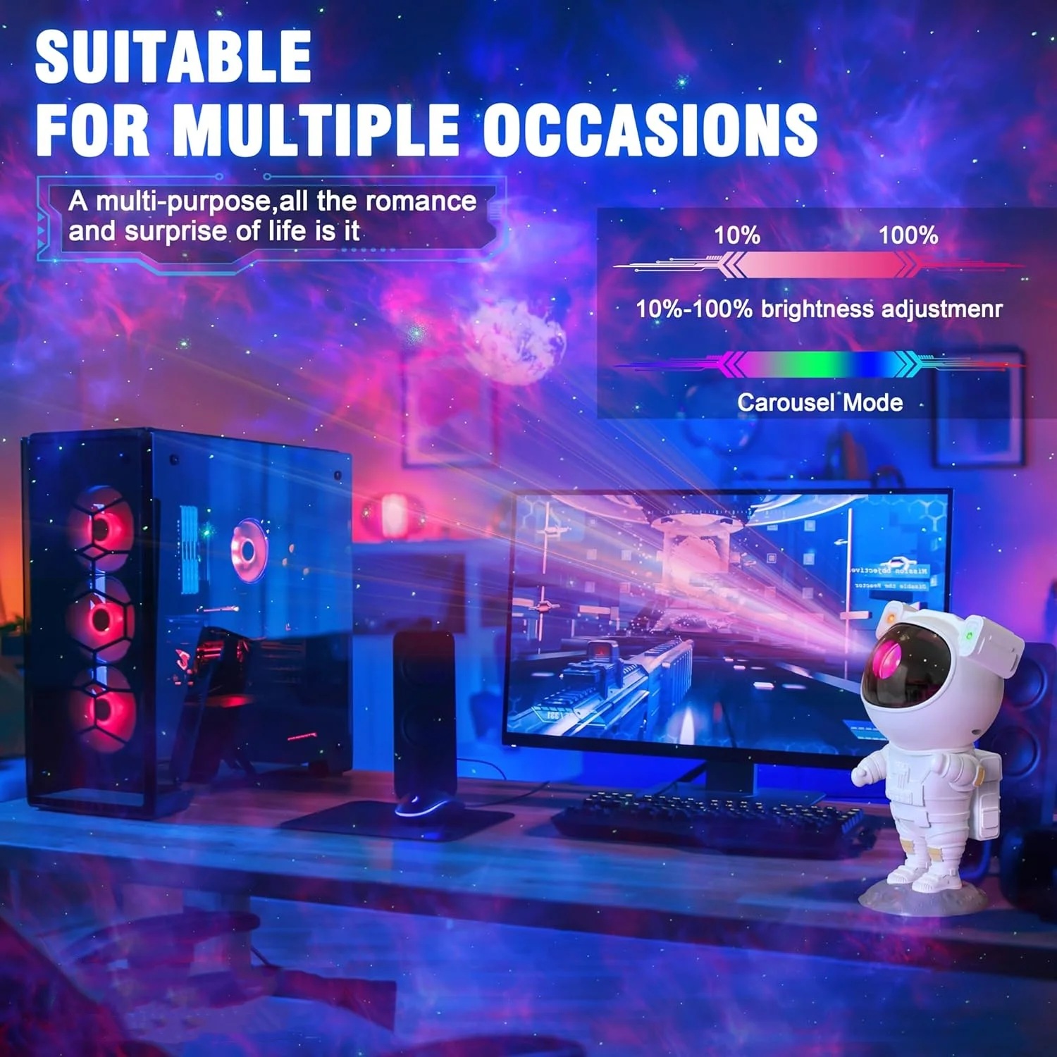 Space Astronaut Projector Lamp Bedroom Laser Projection Ambient Light Remote Control Timer Star Projector Light