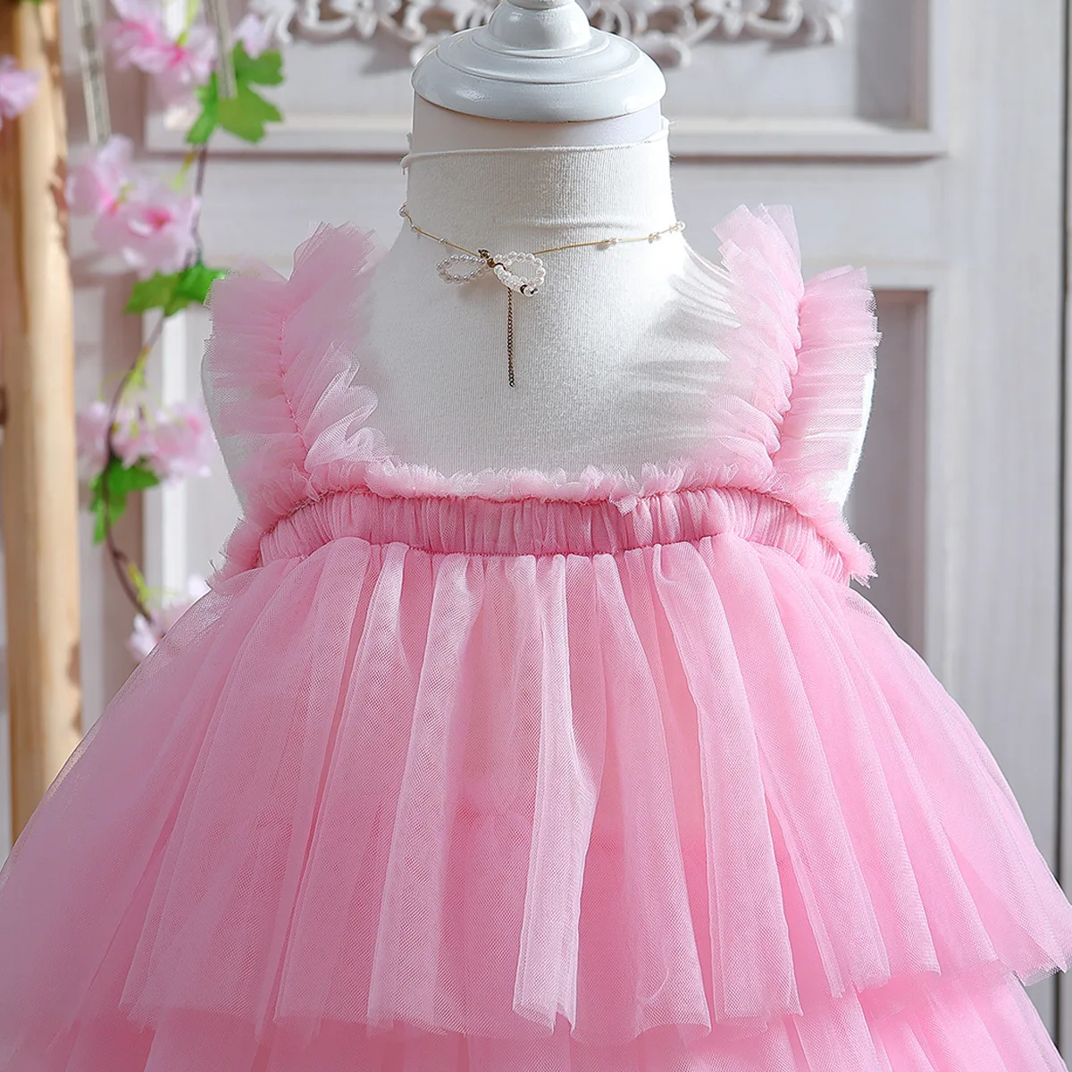 High Quality Girl Kids Clothes Korean Version Summer Mesh Yarn Sweet And Fluffy Princess Cake Dress