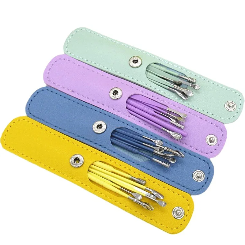 6Pcs/set Ear Wax Pickers Earpick Wax Remover Stainless Steel Piercing Kit Earwax Curette Spoon Care Ear Clean Toolear Cleaner